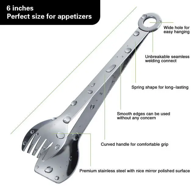 Alt view image 3 of 6 - Tongs Stainless Steel Set of 4, MSY BIGSUNNY Small Serving Tongs, 6 Inch(15.2cm, Silver)