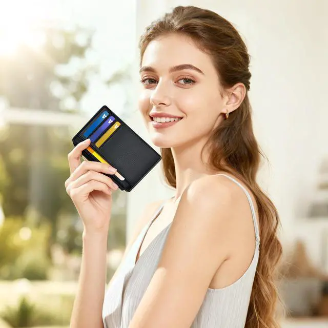 Alt view image 4 of 7 - Mens RFID Wallet, Small Slim Business Credit Card Holder, Mens Gift