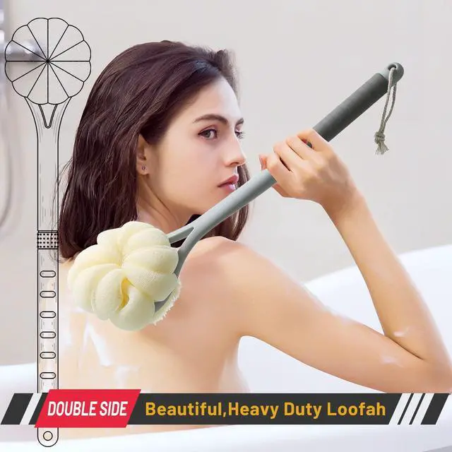 Alt view image 2 of 6 - Body Brush,Soft Bristles & Loofah Back Scrubber Bath Mesh Sponge