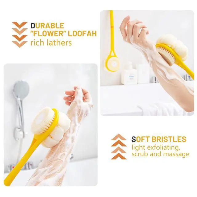 Alt view image 3 of 6 - Body Brush,Soft Bristles & Loofah Back Scrubber Bath Mesh Sponge