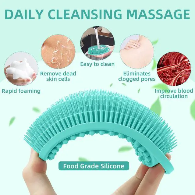 Alt view image 2 of 7 - Silicone Body Scrubber 4 Pack, Double-Sided Silicone Loofah Shower Body Scrubber for Men & Women, Soft Exfoliating Silicone Bath Scrubber with Hanging Handle, Quick Foaming Body Wash Scrubber 4 colors