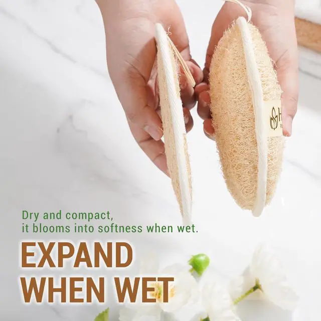 Alt view image 6 of 7 - Natural Loofah Exfoliating Body Scrubber Pads for Bath and Shower