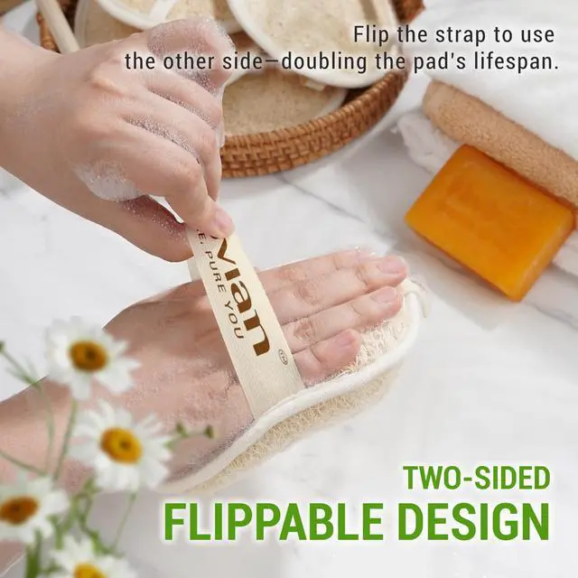 Alt view image 7 of 7 - Natural Loofah Exfoliating Body Scrubber Pads for Bath and Shower