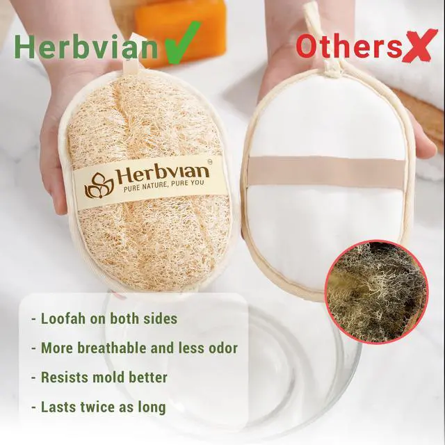 Alt view image 4 of 7 - Natural Loofah Exfoliating Body Scrubber Pads for Bath and Shower