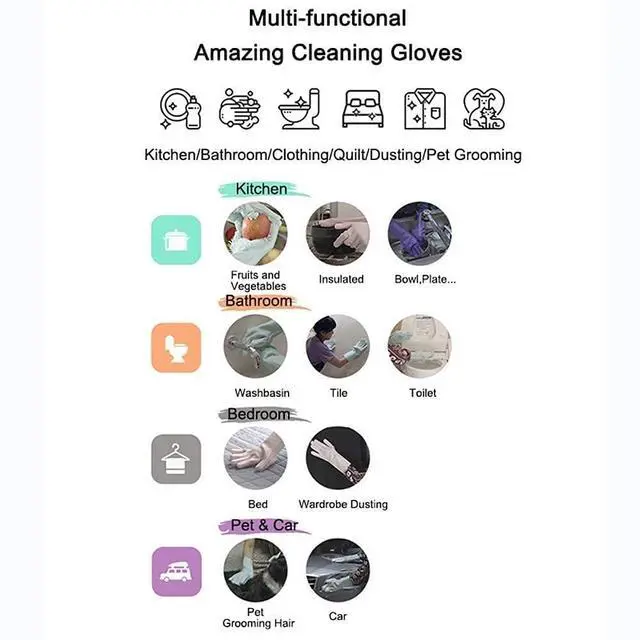 Alt view image 6 of 6 - Reusable Silicone Dishwashing Gloves, Rubber Scrubbing Gloves for Dishes,Wash Cleaning Brush with Sponge Scrubbers for Housework, Kitchen, Car, Window cleaning. 1Pair (13.6" Large) (purple)