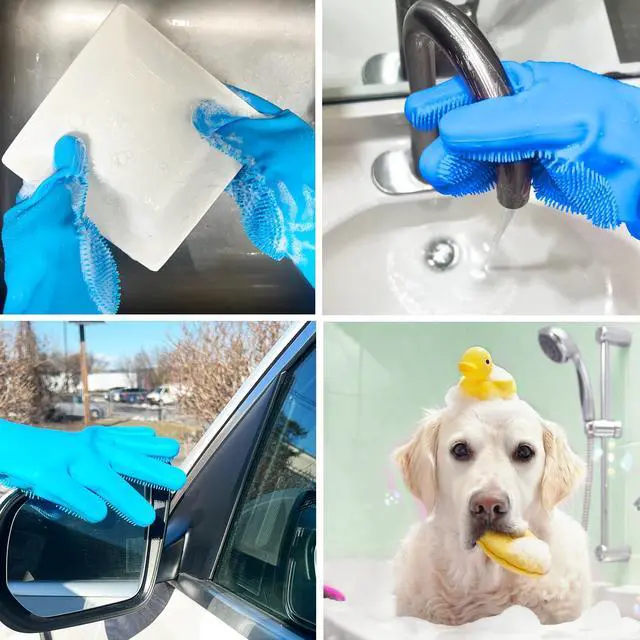 Alt view image 4 of 7 - Silicone Magic Gloves: Ultimate Cleaning Gloves for Dishwashing, Kitchen, Pet, and Car - Heat & Cold Resistant, Non-Slip, Reusable - Eco-Friendly Scrubbing Gloves for Household Cleaning Food Grade