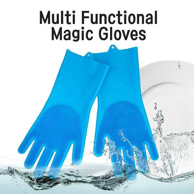 Alt view image 6 of 7 - Silicone Magic Gloves: Ultimate Cleaning Gloves for Dishwashing, Kitchen, Pet, and Car - Heat & Cold Resistant, Non-Slip, Reusable - Eco-Friendly Scrubbing Gloves for Household Cleaning Food Grade