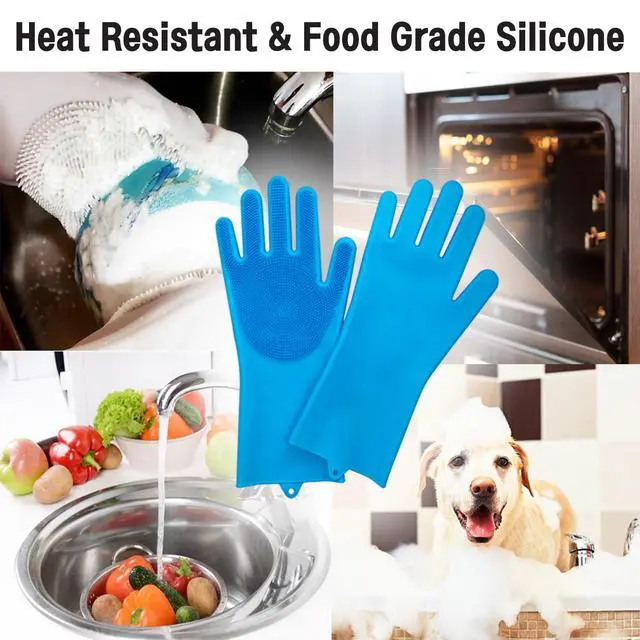 Alt view image 7 of 7 - Silicone Magic Gloves: Ultimate Cleaning Gloves for Dishwashing, Kitchen, Pet, and Car - Heat & Cold Resistant, Non-Slip, Reusable - Eco-Friendly Scrubbing Gloves for Household Cleaning Food Grade