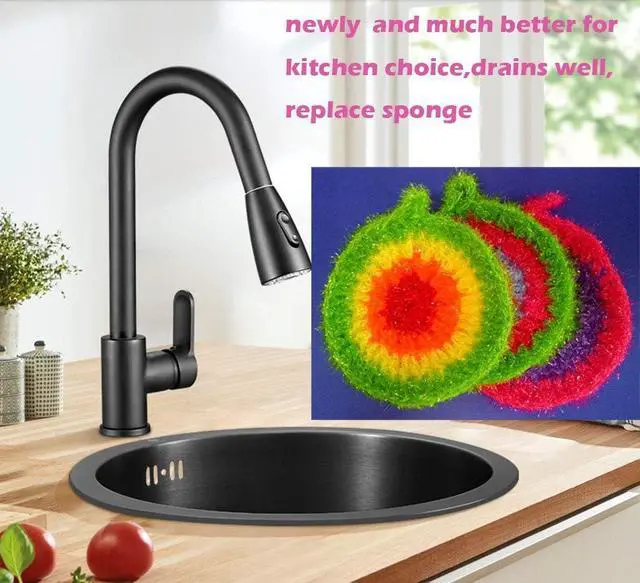 Alt view image 4 of 5 - Dish Scrubber Cute Non Scratch Decorative Dish Scrubber Dish Net Clothes for Kitchen Washing Dishes Cleaning Net 3 Pack