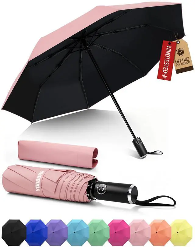 Main image of Compact Travel Umbrella, Windproof Automatic Folding UV Sun & Rain