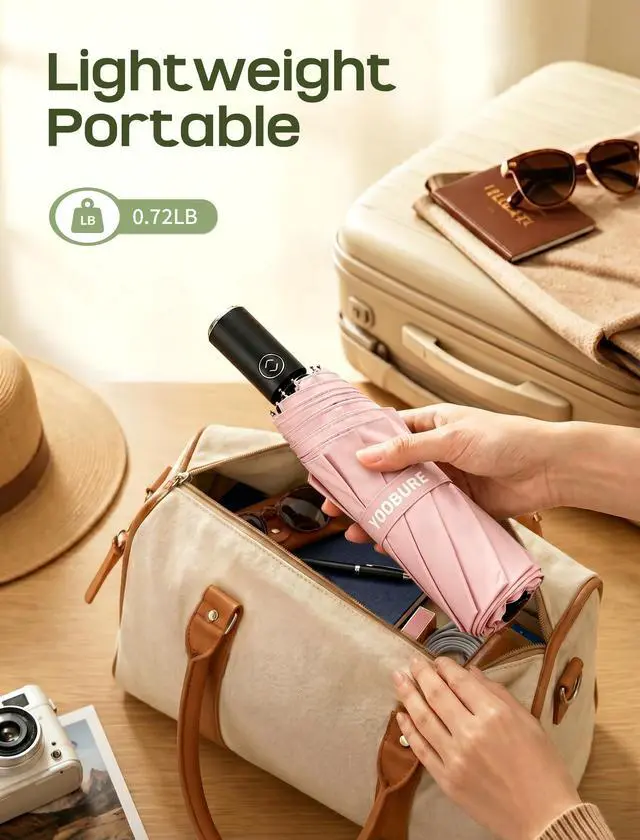 Alt view image 4 of 7 - Compact Travel Umbrella, Windproof Automatic Folding UV Sun & Rain