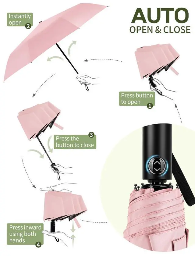 Alt view image 6 of 7 - Compact Travel Umbrella, Windproof Automatic Folding UV Sun & Rain