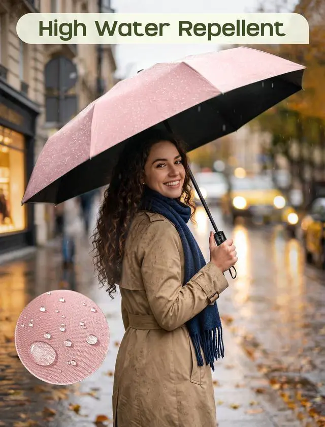 Alt view image 7 of 7 - Compact Travel Umbrella, Windproof Automatic Folding UV Sun & Rain