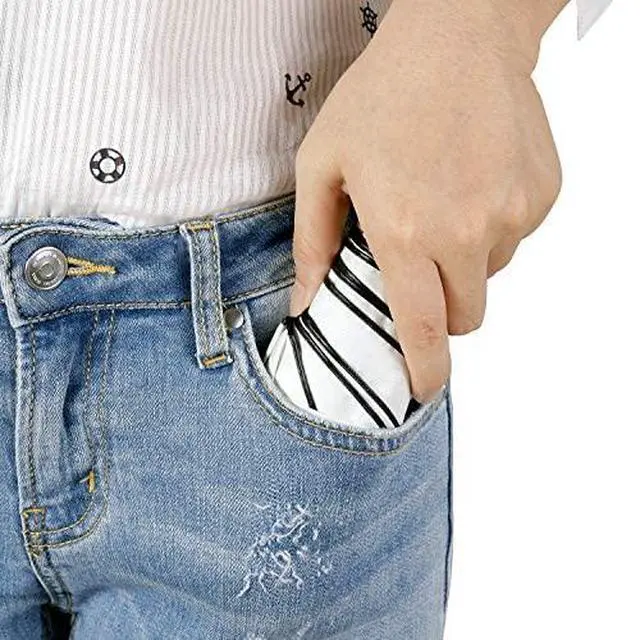 Alt view image 4 of 5 - Small Travel Umbrella Compact for UV Protection Light Purse Size Umbrellas for Sun Rain Portable for Backpack White