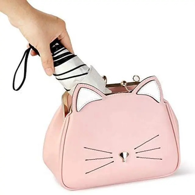 Alt view image 5 of 5 - Small Travel Umbrella Compact for UV Protection Light Purse Size Umbrellas for Sun Rain Portable for Backpack White