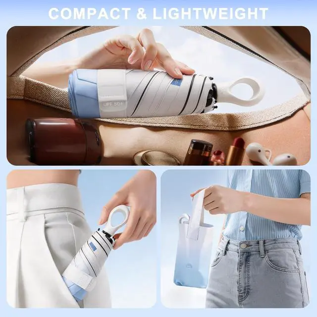 Alt view image 3 of 7 - UV Umbrella UPF 50+, Mini Sun Umbrella for Walking Foldable Travel