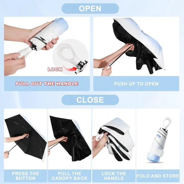 Alt view image 5 of 7 - UV Umbrella UPF 50+, Mini Sun Umbrella for Walking Foldable Travel