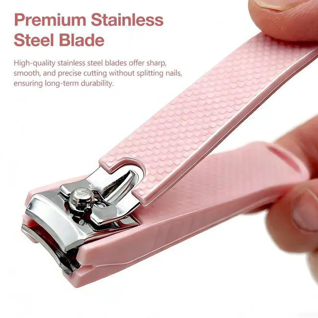 Alt view image 3 of 7 - 2-Piece Pink Nail Care Kit Stainless Steel Fingernail & Toenail Clippers with Anti-Slip Handle for Home