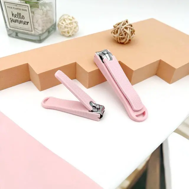 Alt view image 7 of 7 - 2-Piece Pink Nail Care Kit Stainless Steel Fingernail & Toenail Clippers with Anti-Slip Handle for Home