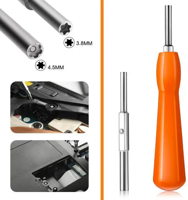 Alt view image 4 of 6 - Security Screwdriver, Double-ended 3.8mm 4.5mm Gamebit Screwdriver Bit Set Compatible with NES,SNES,N64,GameBoy,Game Orange