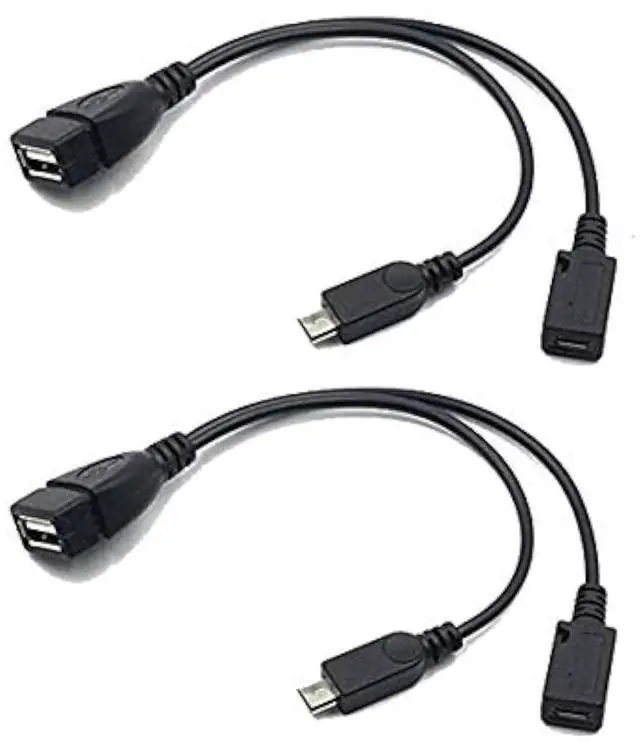 Main image of 2 Pack OTG Cable Replacement for Fire Stick 4K, Amazon Fire TV, Compatible with Samsung Galaxy LG Android Phone Tablet Micro USB Host with Micro USB Power