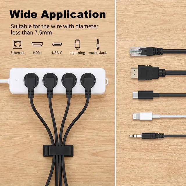 Alt view image 4 of 7 - 14Pcs Self Adhesive Cable Clips, Cord Organizers Wire Clips