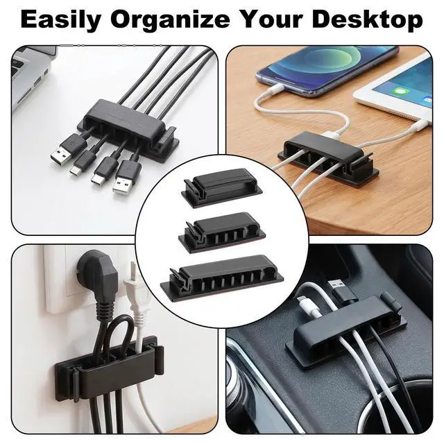 Alt view image 6 of 7 - 14Pcs Self Adhesive Cable Clips, Cord Organizers Wire Clips