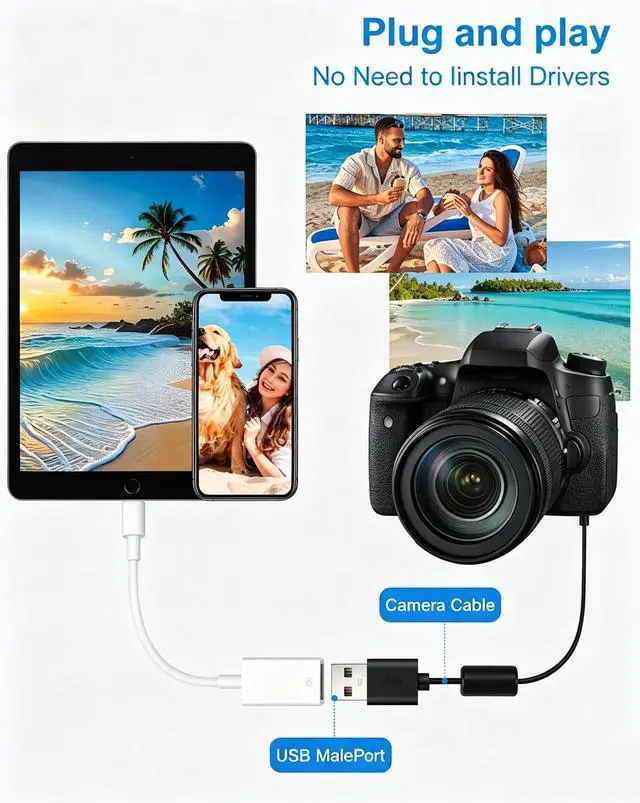 Alt view image 4 of 7 - USB to Lightning Adapter, Lightning Male to USB Female iPhone Adapter for iPhone 14 13 12 11 Pro Max X XS 8 7,iPad,iPhone Camera OTG Adapter Support Connect Camera,Flash Drive,Mouse,Card Reader