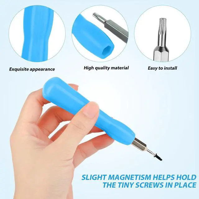 Alt view image 4 of 7 - Video Doorbell Screwdriver, Double-Ended Bits with Handle, T6 and T15 Torx Screwdriver Replacement for Ring Video Doorbell Models (Blue)