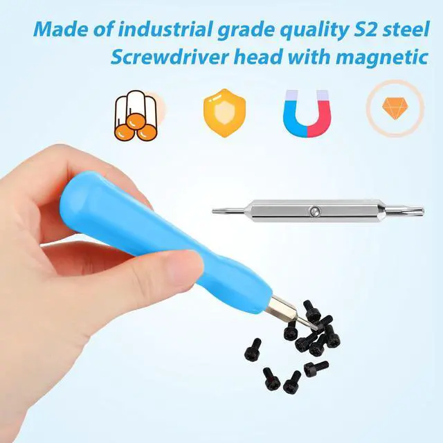Alt view image 5 of 7 - Video Doorbell Screwdriver, Double-Ended Bits with Handle, T6 and T15 Torx Screwdriver Replacement for Ring Video Doorbell Models (Blue)
