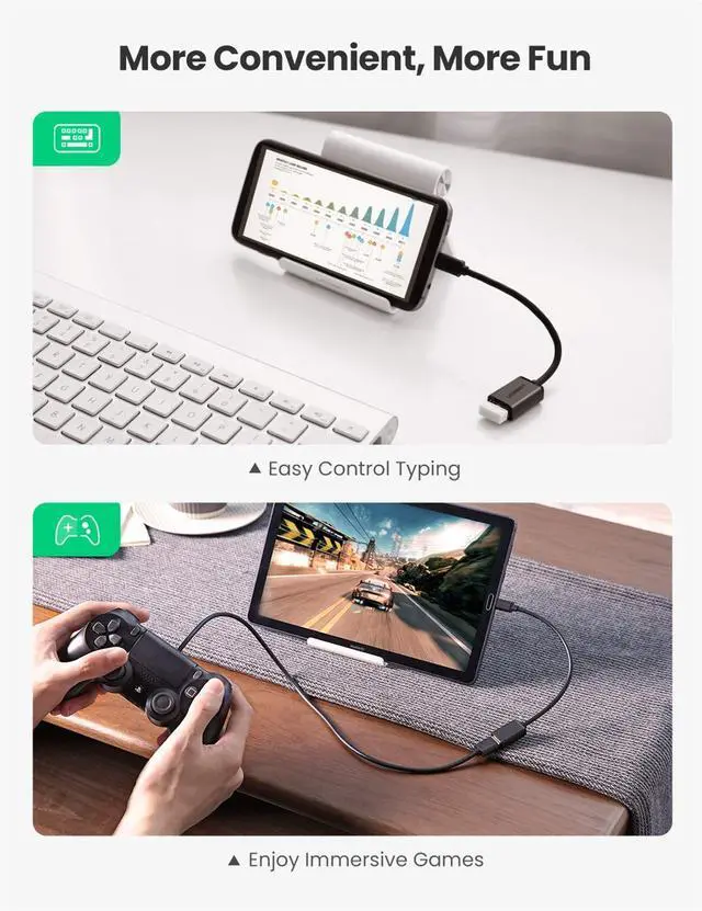 Alt view image 4 of 7 - Micro USB 2.0 OTG Cable On The Go Adapter Male Micro USB to Female USB Compatible with Samsung Phone S7 S6 Edge S4 S3 LG G4 Controller Android Windows Smartphone Tablets 4 Inch Black