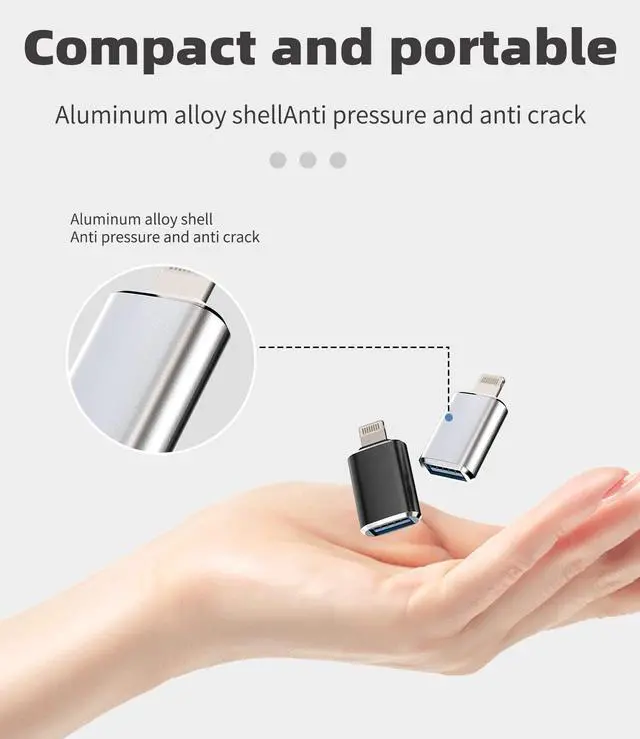 Alt view image 7 of 7 - iPhone OTG Adapter(2Pack)USB Female to Lightning Male Dongle for 14 13 11 12 Pro Max Xr X Xs 8 7 Se Plus Camera Card Reader USB Flash Drive Mouse Keyboard Hub MIDI Piano Converter U Disk Apple iPadAir