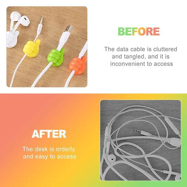 Alt view image 3 of 6 - 32-Pack Thumbs-Up Self-Adhesive Hooks Multi-Use Cable & Cord Organizers for Home Office, Kids Rooms & Walls (Silicone Material, Vibrant Multi-Color, No Drilling Needed)