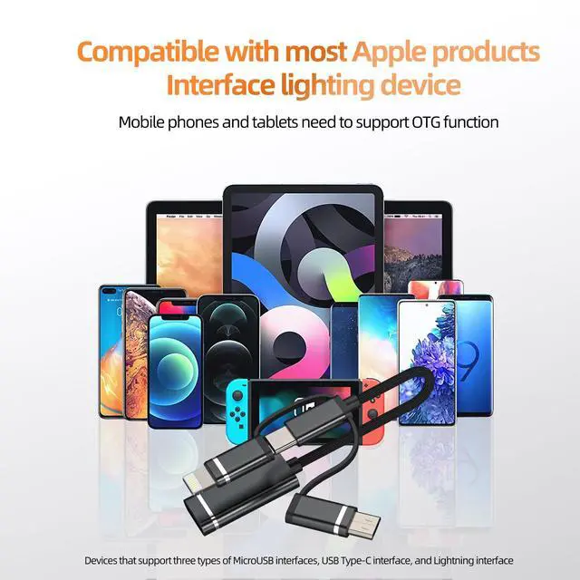 Alt view image 7 of 7 - USB C Lightning USB Male to OTG 3.0 Female Adapter(3 in 1) Cable for iPhone 16 15 14 Pro max Flash Drive Type C MacBook for iPad Connector Laptop Computer Data Transfer Compatible for Samsung