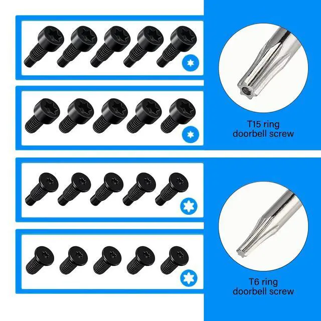 Alt view image 2 of 5 - Replacement Ring Screwdriver Bit Set Blue & 20Pcs Doorbell Screws T6 T15 & Charger Charging Cable Cord for Video Doorbell, Video Doorbell 2 3 Pro Accessories & Elite Fits All Ring Video Doorbell Kit