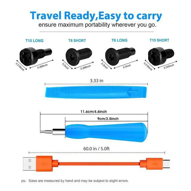 Alt view image 5 of 5 - Replacement Ring Screwdriver Bit Set Blue & 20Pcs Doorbell Screws T6 T15 & Charger Charging Cable Cord for Video Doorbell, Video Doorbell 2 3 Pro Accessories & Elite Fits All Ring Video Doorbell Kit