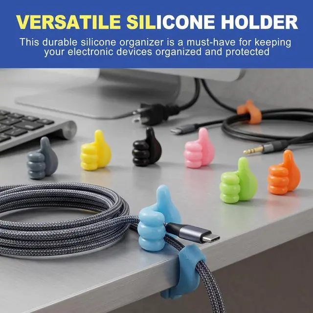 Alt view image 5 of 6 - 32 Pack Creative Thumbs Up Shape Wall Hook, Self-Adhesive Silicone Thumb Holder, Cute Cable Clips & Wire Holders for The Wall, Cord Hooks for Charging Cables, Pencil Holder for Desk Kids