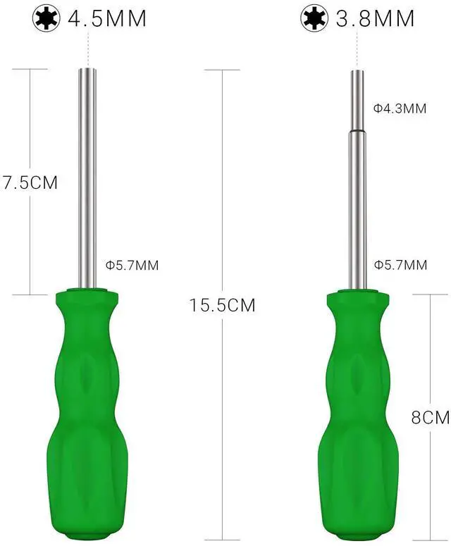 Alt view image 2 of 7 - Gamebit Screwdriver Set, Security Screwdriver Bit Set 3.8mm and 4.5mm Security Screwdriver Bits Perfect fit for Virtual Boy, Opening Nintendo, Sega Consoles and Game Cartridges - Green
