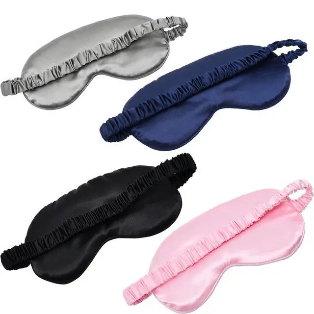 Alt view image 2 of 6 - Sleep Masks 4 Pack Silky Eye Cover Soft Satin Blindfold Elastic Strap Night Eye Shade for Women Men