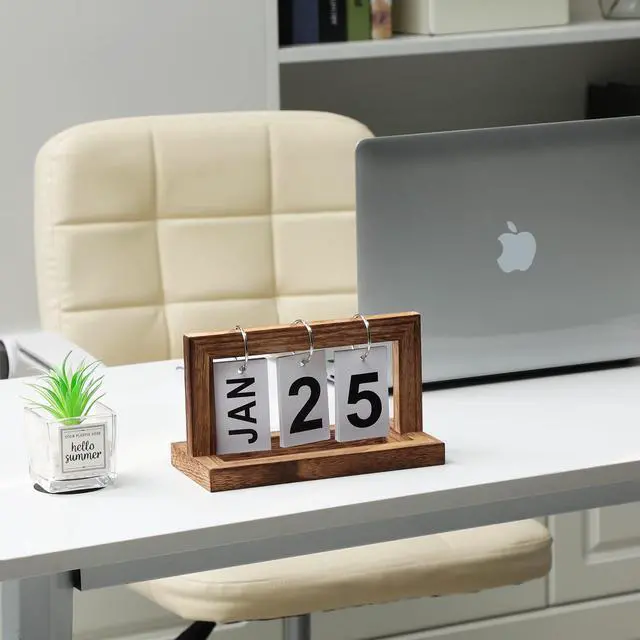 Alt view image 2 of 7 - Desk Flip Calendar, Perpetual Desktop Calendar, Cute Small Flip Calendar with Memorial Day Recorder, Carbonized Black