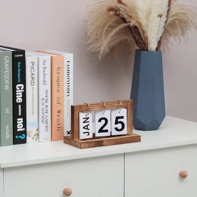 Alt view image 4 of 7 - Desk Flip Calendar, Perpetual Desktop Calendar, Cute Small Flip Calendar with Memorial Day Recorder, Carbonized Black