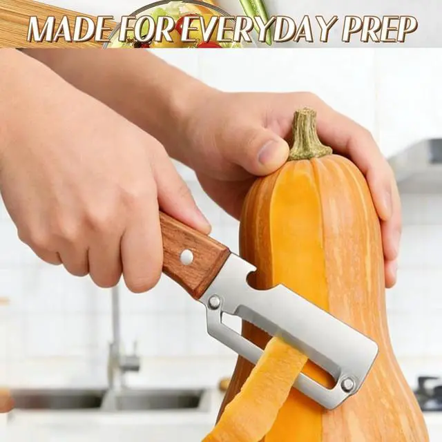 Alt view image 7 of 7 - 2 in 1 Multi Functional Vegetable Peeler for KitchenVegetable Peeler with Wooden Handle and Bottle Opener, Stainless Steel Blade Kitchen Tool for Fruit Apple Carrot Potato Pumpkin Papaya(2PCS)
