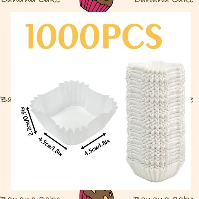Alt view image 2 of 7 - 1000 Pcs Square Cupcake Liners Disposable Craft White Baking CupsSquare Baking Cups for BakingPan Liners Paper Baking Cup for Cupcakes and Cup Liners Party Supplies Decoration
