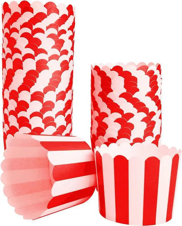 Main image of 50 Pack Muffin Liners Baking Paper Cups Red and White