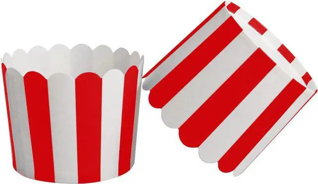 Alt view image 3 of 7 - 50 Pack Muffin Liners Baking Paper Cups Red and White