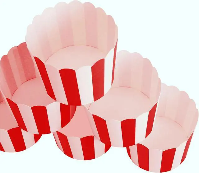 Alt view image 4 of 7 - 50 Pack Muffin Liners Baking Paper Cups Red and White