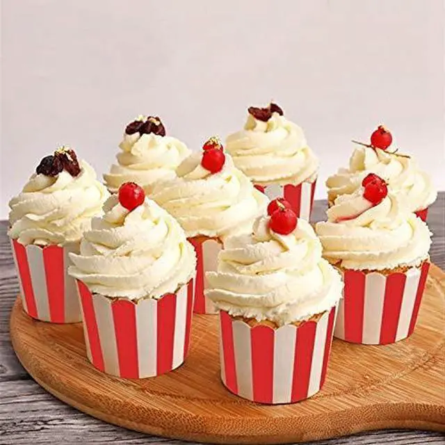 Alt view image 7 of 7 - 50 Pack Muffin Liners Baking Paper Cups Red and White