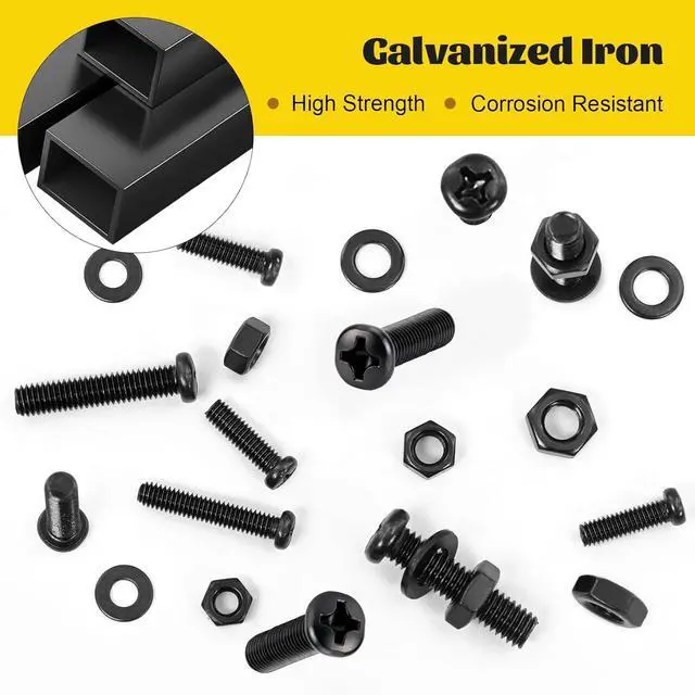 Alt view image 6 of 7 - 225pcs Screws and Nuts Assortment Kit,M4 M5 M6 Phillips Pan Head Assorted Nuts and Bolts,Washers Kit for Headboard, Wall Plate Switch, Receptacles Mounting Screws Black