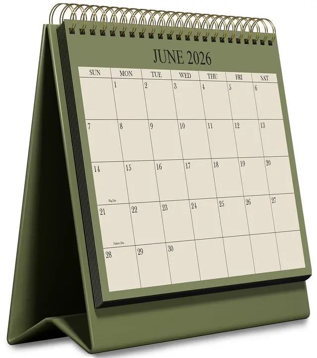 Main image of Desk Calendar 2026-2027 - Runs August 2026 until December 2027 - Beautiful Small Flip Desktop Calendar for Easy Organizing, 6" x 8", Green