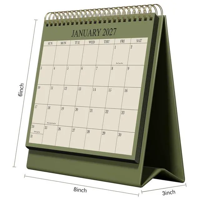 Alt view image 3 of 7 - Desk Calendar 2026-2027 - Runs August 2026 until December 2027 - Beautiful Small Flip Desktop Calendar for Easy Organizing, 6" x 8", Green